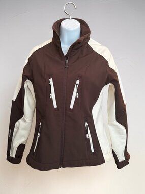 Predator Womens Brown & White Zip-Up Softshell Jacket With Pockets Size S